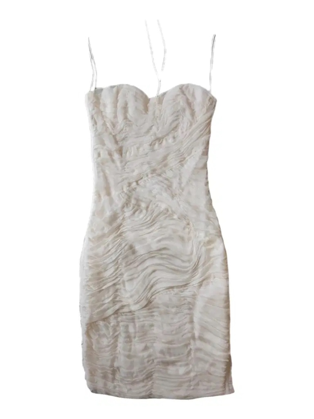 Dolce & Gabana Strapless Pleated Sweetheart Neck White Dress